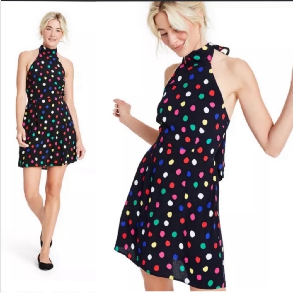 ✨rixo x target black multicolor dot dress✨